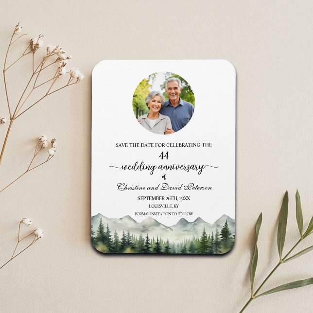 Mountain Pine 44 Wedding Anniversary Save the Date Magnet (Creator Uploaded)