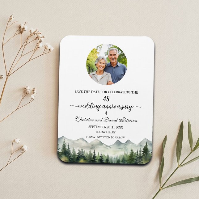 Mountain Pine 48 Wedding Anniversary Save the Date Magnet (Creator Uploaded)