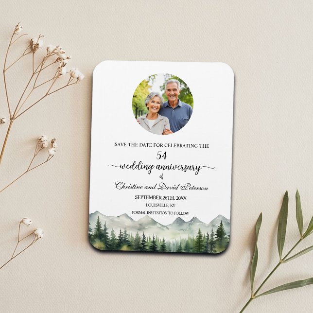 Mountain Pine 54 Wedding Anniversary Save the Date Magnet (Creator Uploaded)