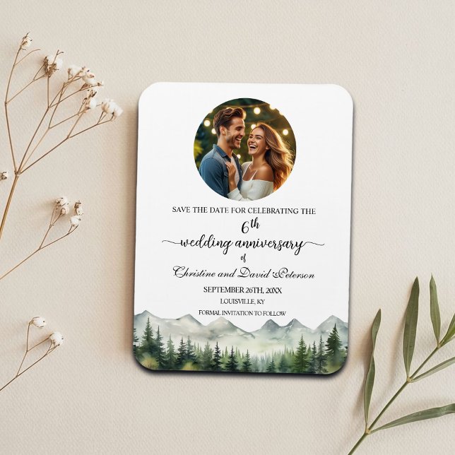 Mountain Pine 6 Wedding Anniversary Save the Date Magnet (Creator Uploaded)