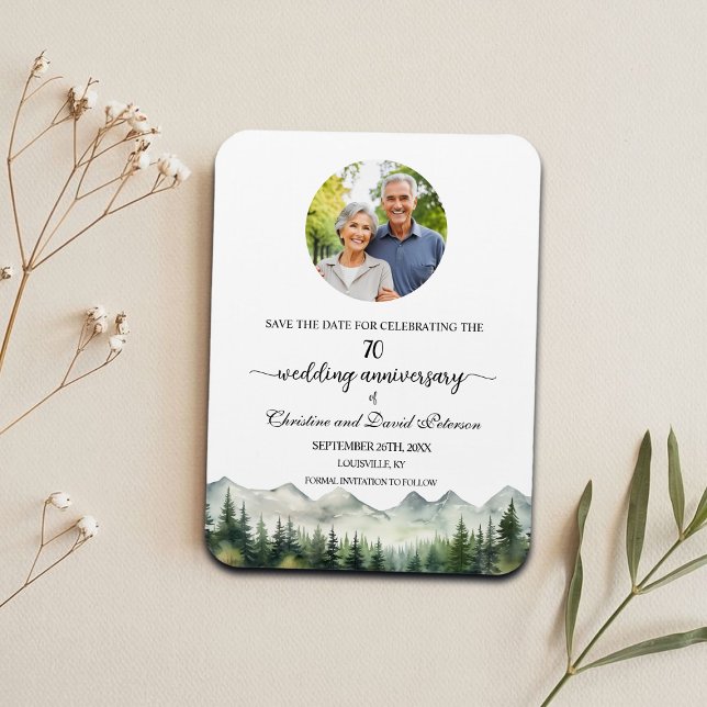 Mountain Pine 70 Wedding Anniversary Save the Date Magnet (Creator Uploaded)