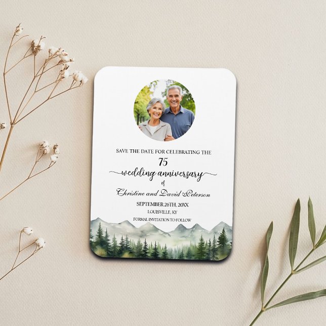 Mountain Pine 75 Wedding Anniversary Save the Date Magnet (Creator Uploaded)