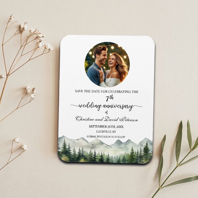 Mountain Pine 7 Wedding Anniversary Save the Date Magnet (Creator Uploaded)