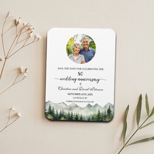 Mountain Pine 80 Wedding Anniversary Save the Date Magnet (Creator Uploaded)