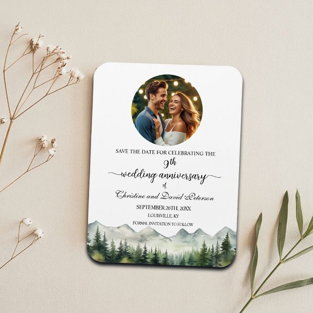 Mountain Pine 9 Wedding Anniversary Save the Date Magnet (Creator Uploaded)