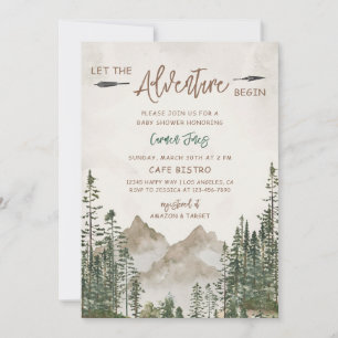 Mountain Pine Baby Shower Green Nature Invitation