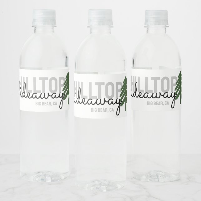 Mountain Pine Cabin Vacation Rental  -  Water Bottle Label (Bottles)