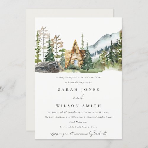 Mountain Pine Forest Cabin Couples Shower Invite
