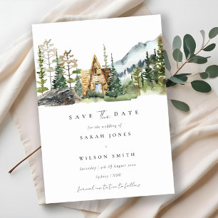 Mountain Pine Forest Cabin Save The Date Card
