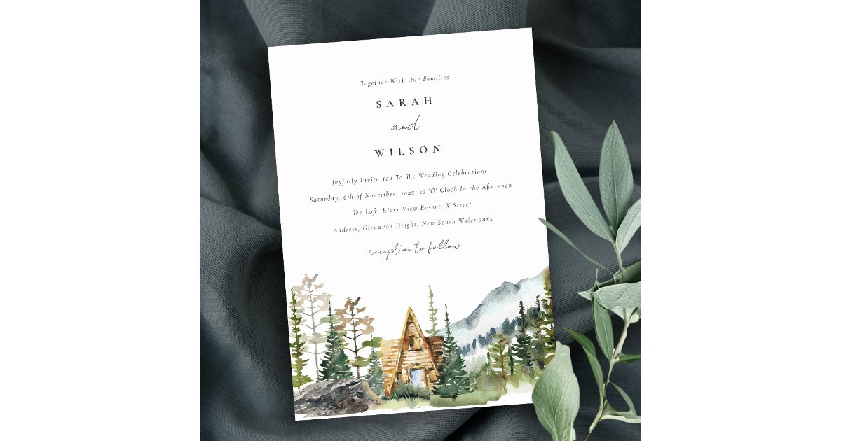 Mountain Pine Forest Wood Cabin Wedding Invite | Zazzle