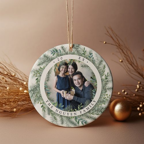 Mountain Pine Personalized Photo Ceramic Ornament