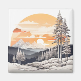Mountain Pine Refrigerator Magnet - Majestic Fores