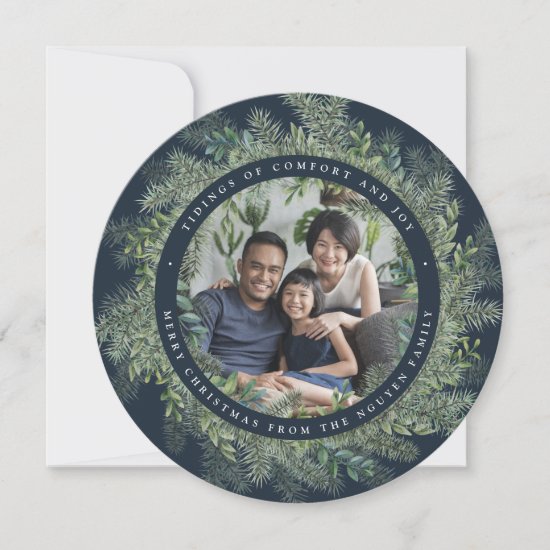 Mountain Pine | Round Holiday Photo Card