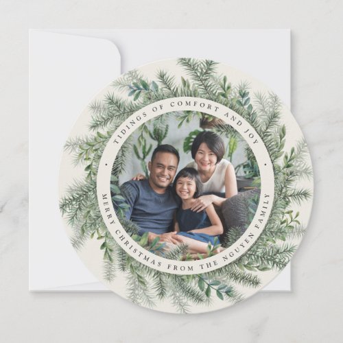 Mountain Pine | Round Holiday Photo Card