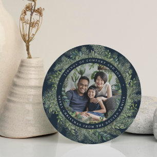 Mountain Pine Round Holiday Photo Card