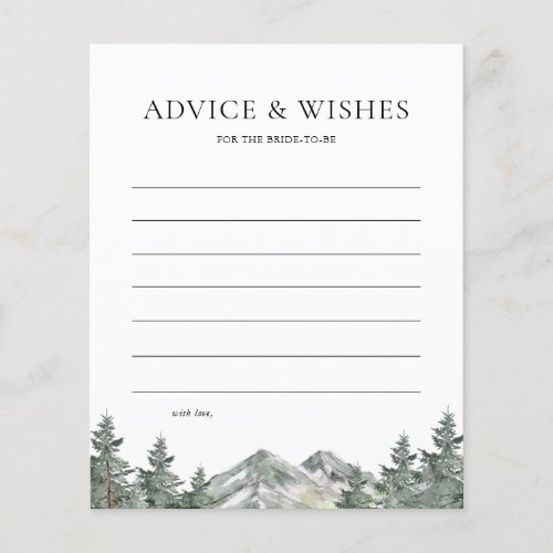 Mountain Pine Tree Bridal Shower Advice Cards