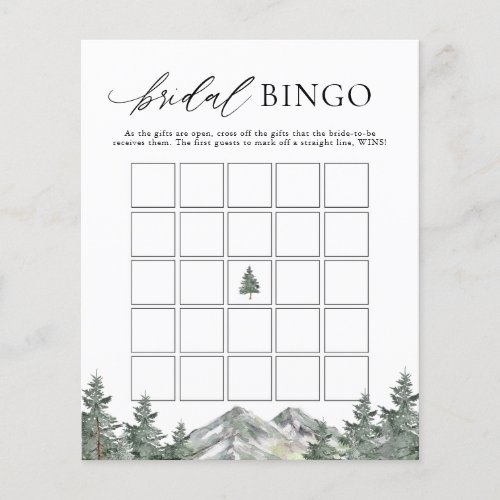 Mountain Pine Tree Bridal Shower Bridal Bingo Game