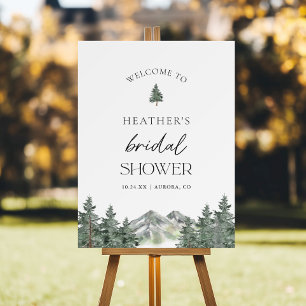 Mountain Pine Tree Bridal Shower Welcome Foam Board