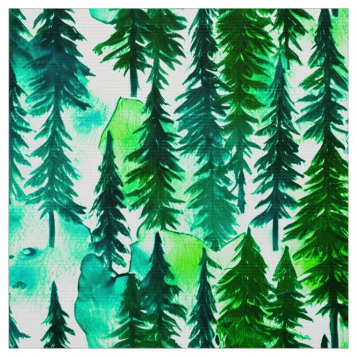 Mountain Pine Tree Forest  Fabric