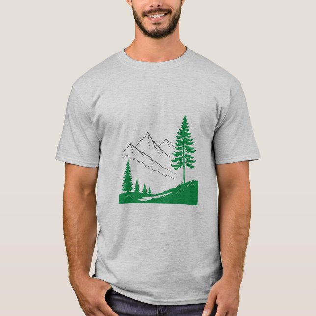 Mountain Pine Tree Forest Nature Outdoor T-Shirt (Front)