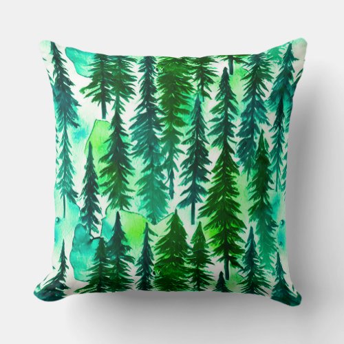 Mountain Pine Tree Forest Throw Pillow