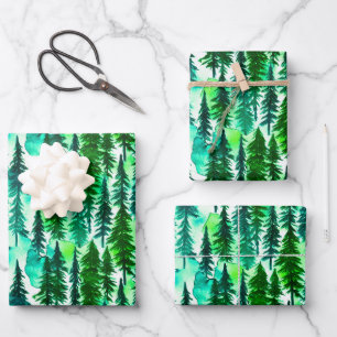 Mountain Pine Tree Forest Wrapping Paper Sheets