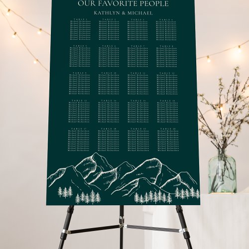 Mountain Pine Tree Green Wedding 20 Table Seating Foam Board