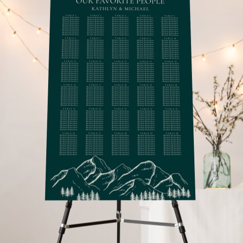 Mountain Pine Tree Green Wedding 30 Table Seating Foam Board