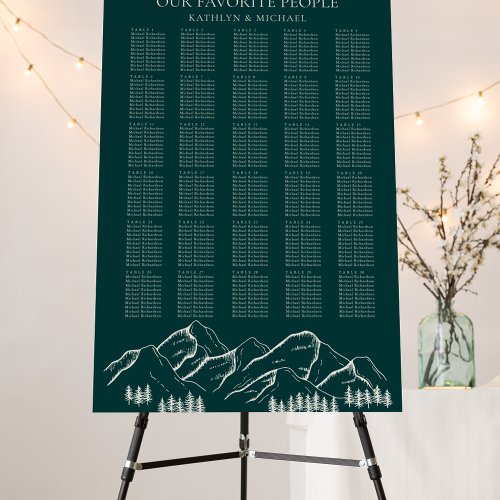 Mountain Pine Tree Green Wedding 30 Table Seating Foam Board