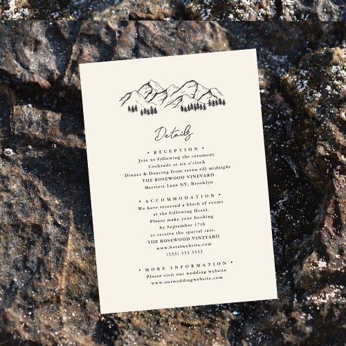 Mountain Pine Tree Minimalist Outdoor Wedding Enclosure Card