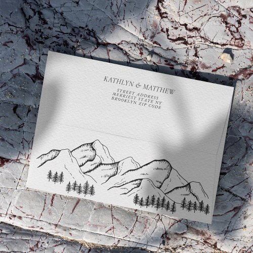 Mountain Pine Tree Minimalist Outdoor Wedding Envelope