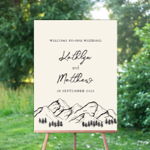 Mountain Pine Tree Minimalist Outdoor Wedding Foam Board