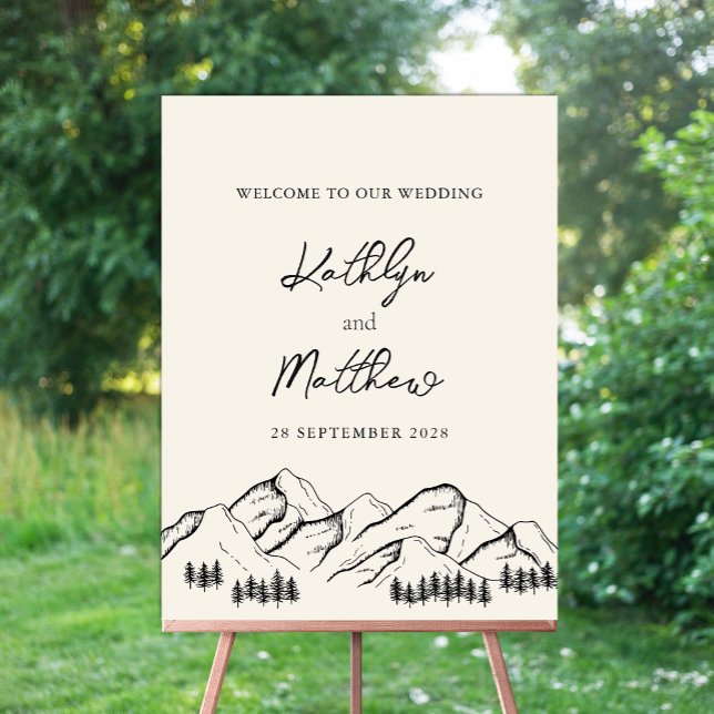 Mountain Pine Tree Minimalist Outdoor Wedding Foam Board (Creator Uploaded)