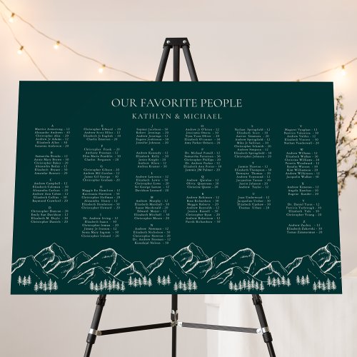 Mountain Pine Tree Outdoor Green Wedding Seating Foam Board