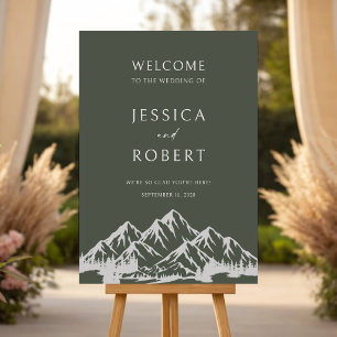 Mountain Pine Tree Outdoor Wedding Welcome Sign