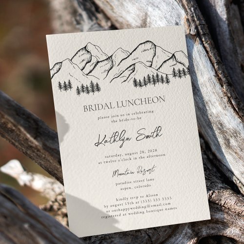 Mountain Pine Tree Rustic Outdoor Bridal Luncheon Invitation