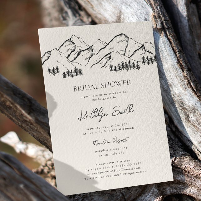 Mountain Pine Tree Rustic Outdoor Bridal Shower Invitation (Creator Uploaded)