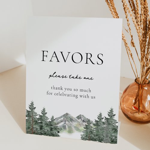 Mountain Pine Tree Wedding Favors Sign