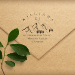 Mountain Pine-tree Wedding Initials Return Address Rubber Stamp<br><div class="desc">The mountain pine tree landscape return address stamp is perfect for mountainous area families and outdoor enthusiasts! The rustic stamp features a mountain landscape with a pine forest and elegant classic typography for your last name, first name initials, and address. Customize it and make it your own through the ´´Personalize´´...</div>
