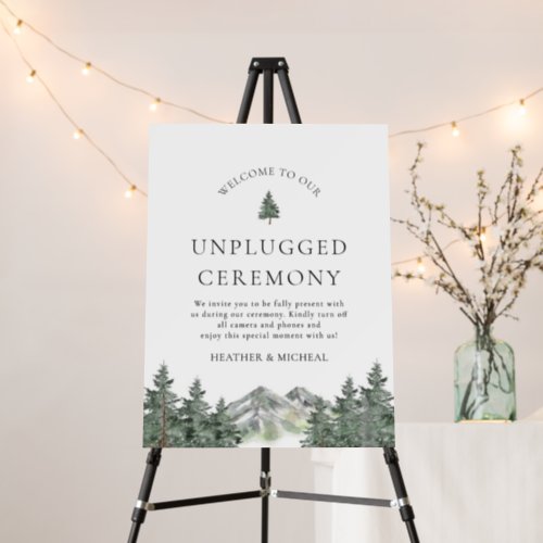 Mountain Pine Tree Wedding Unplugged Ceremony Sign