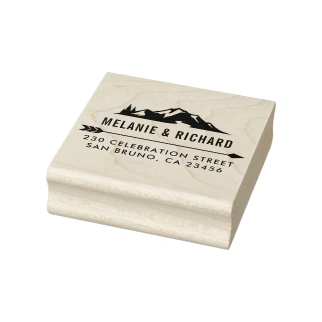 Mountain, Pine Trees & Arrow Custom Return Address Rubber Stamp Zazzle