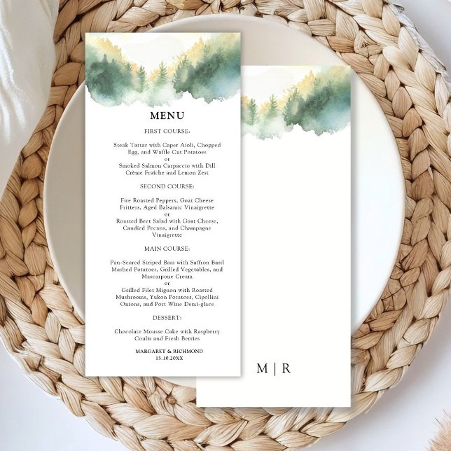 Mountain Pine Trees Boho Rustic Wedding  Menu (Creator Uploaded)