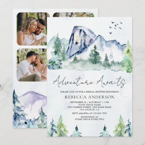 Mountain Pine Trees Forest Photo Bridal Shower Invitation