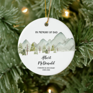 Mountain Pine Trees In Memory of Dad Christmas Ceramic Ornament