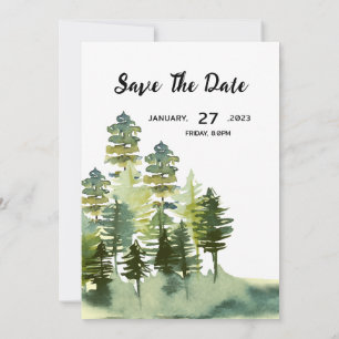 Mountain Pine Trees Winter Wedding Card