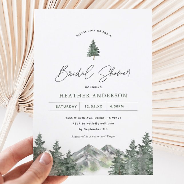 Mountain Pine Winter Bridal Shower Invitation (Creator Uploaded)