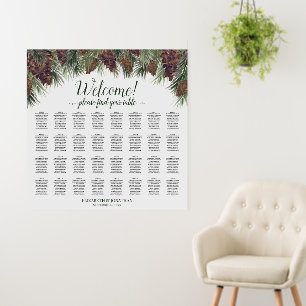 Mountain Pinecones 32 Table Wedding Seating Chart Foam Board