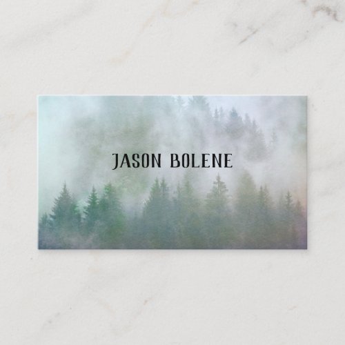 mountain pines in fog nature art landscape business card