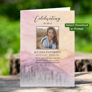Mountain Pines Sunset Downloadable Funeral Program