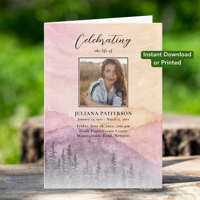 Mountain Pines Sunset Downloadable Funeral Program (Creator Uploaded)